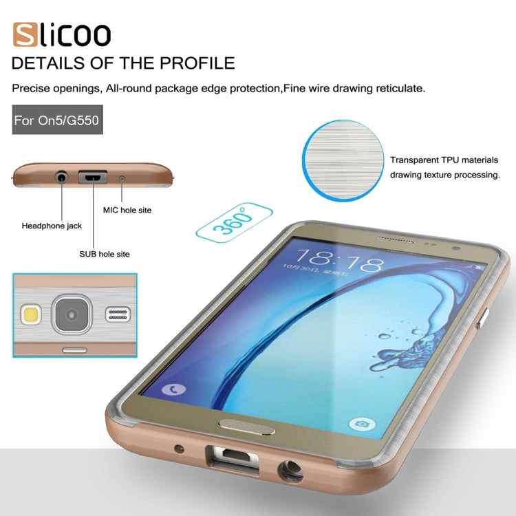 Slicoo for Galaxy On5 / G550 Brushed Texture Electroplating Transparenct TPU + PC Combination Case