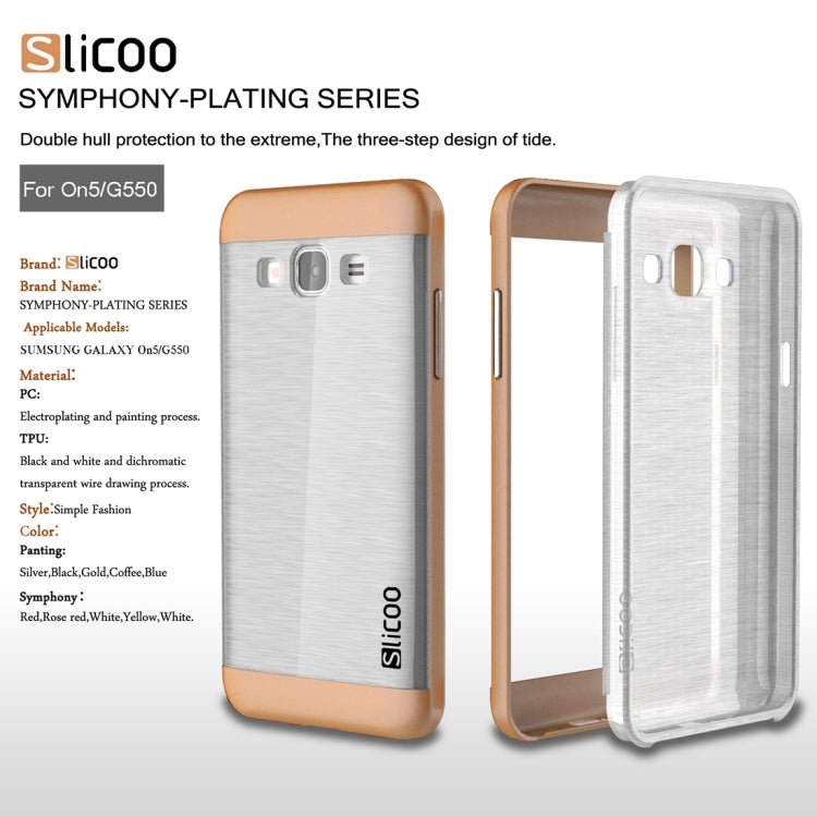 Slicoo for Galaxy On5 / G550 Brushed Texture Electroplating Transparenct TPU + PC Combination Case