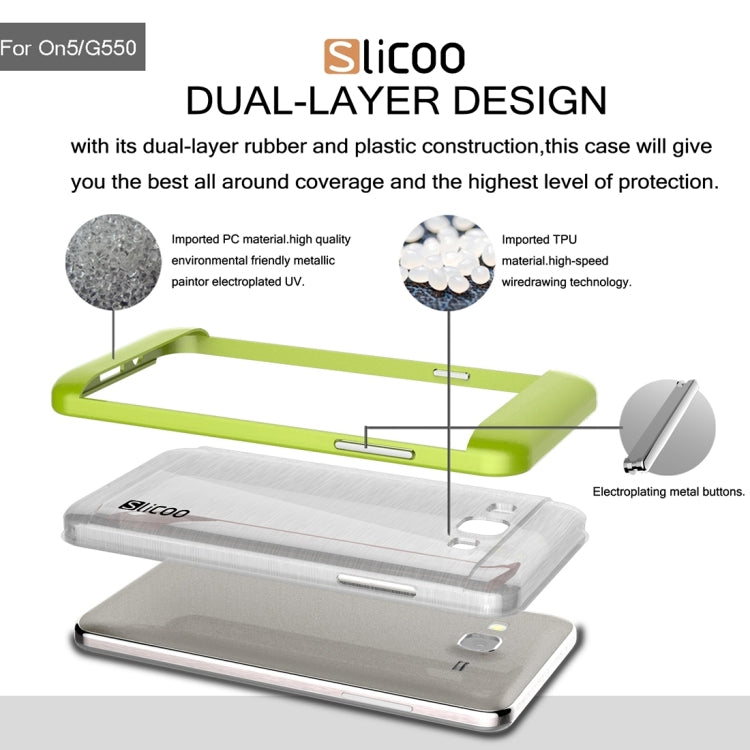 Slicoo for Galaxy On5 / G550 Brushed Texture Electroplating Transparenct TPU + PC Combination Case