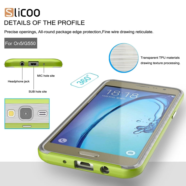 Slicoo for Galaxy On5 / G550 Brushed Texture Electroplating Transparenct TPU + PC Combination Case