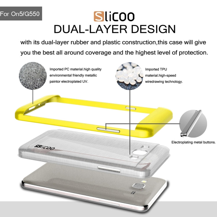 Slicoo for Galaxy On5 / G550 Brushed Texture Electroplating Transparenct TPU + PC Combination Case