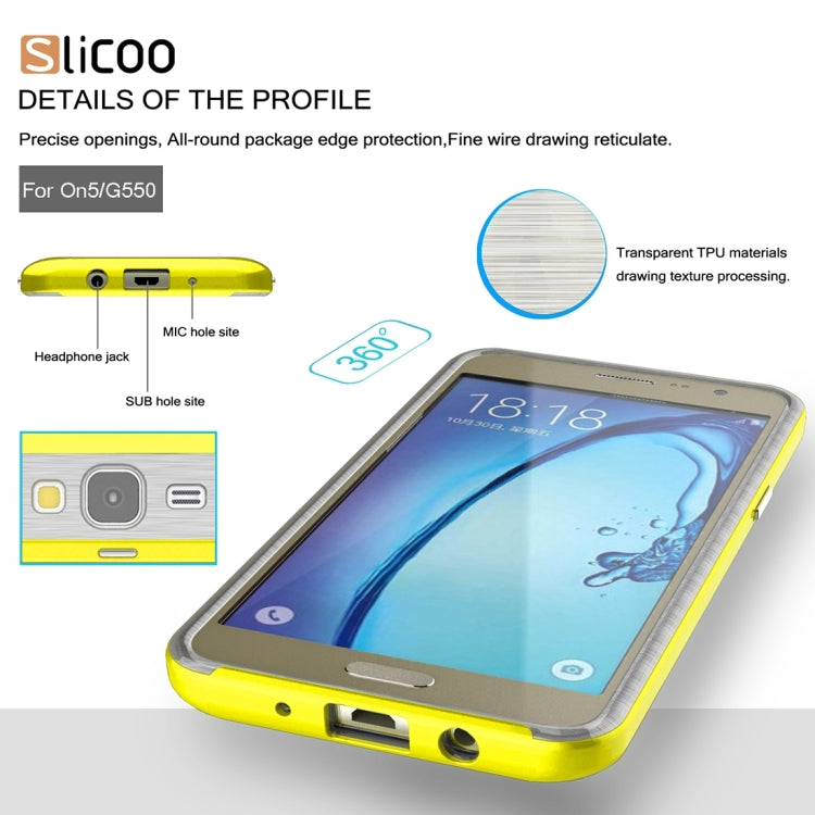 Slicoo for Galaxy On5 / G550 Brushed Texture Electroplating Transparenct TPU + PC Combination Case