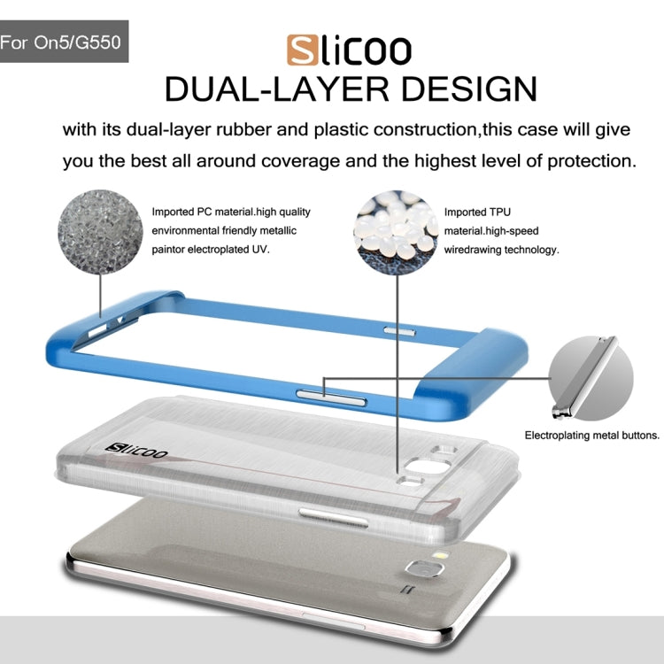 Slicoo for Galaxy On5 / G550 Brushed Texture Electroplating Transparenct TPU + PC Combination Case