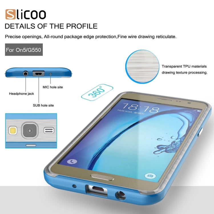 Slicoo for Galaxy On5 / G550 Brushed Texture Electroplating Transparenct TPU + PC Combination Case