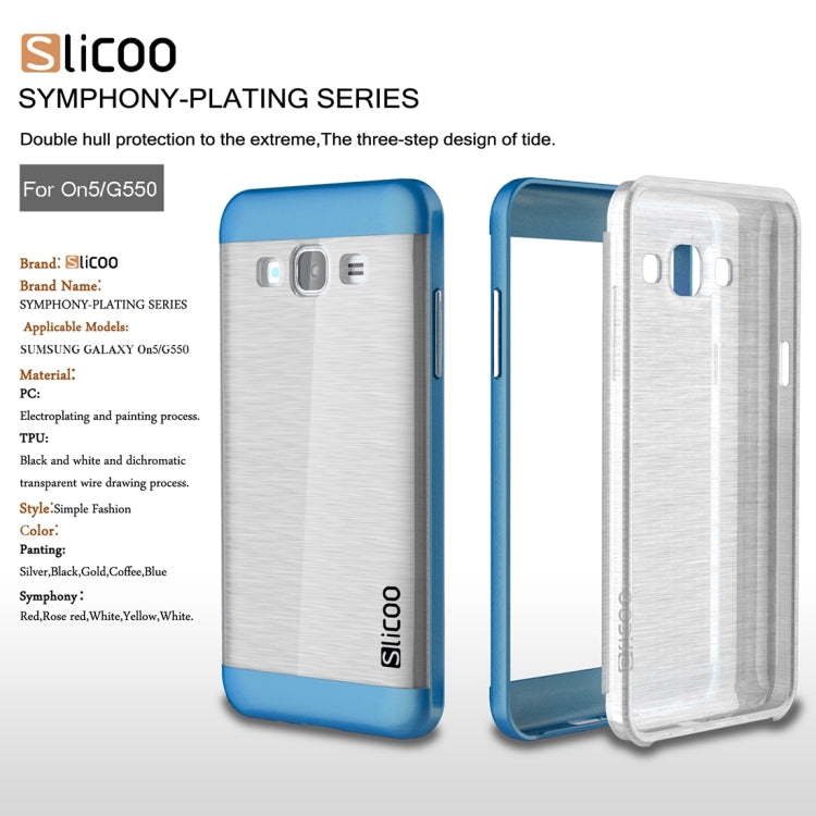 Slicoo for Galaxy On5 / G550 Brushed Texture Electroplating Transparenct TPU + PC Combination Case