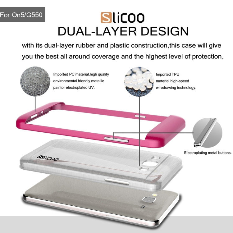 Slicoo for Galaxy On5 / G550 Brushed Texture Electroplating Transparenct TPU + PC Combination Case