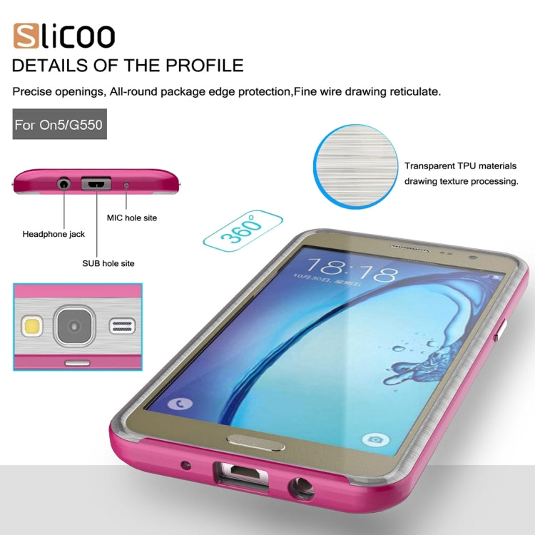 Slicoo for Galaxy On5 / G550 Brushed Texture Electroplating Transparenct TPU + PC Combination Case