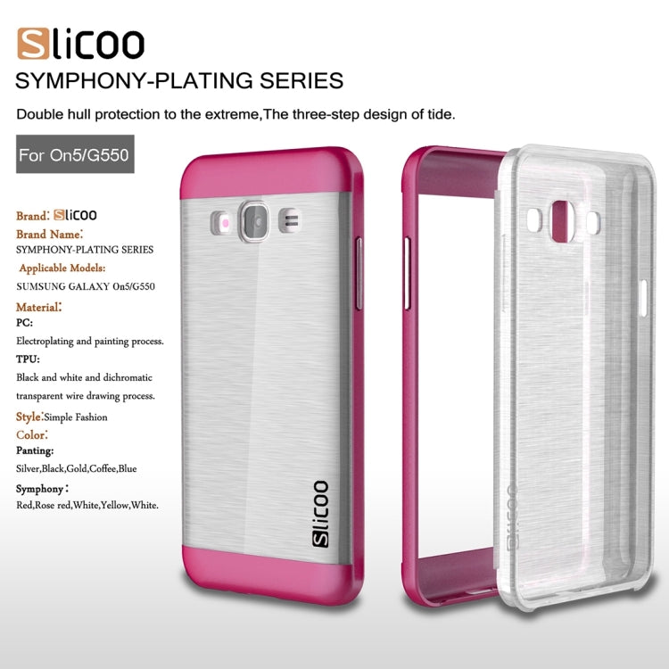 Slicoo for Galaxy On5 / G550 Brushed Texture Electroplating Transparenct TPU + PC Combination Case