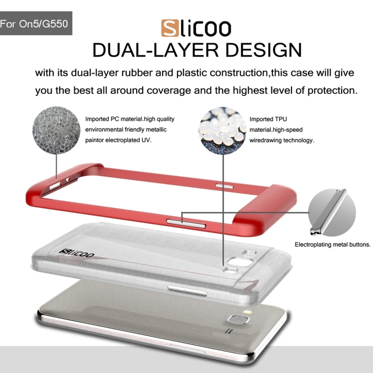 Slicoo for Galaxy On5 / G550 Brushed Texture Electroplating Transparenct TPU + PC Combination Case