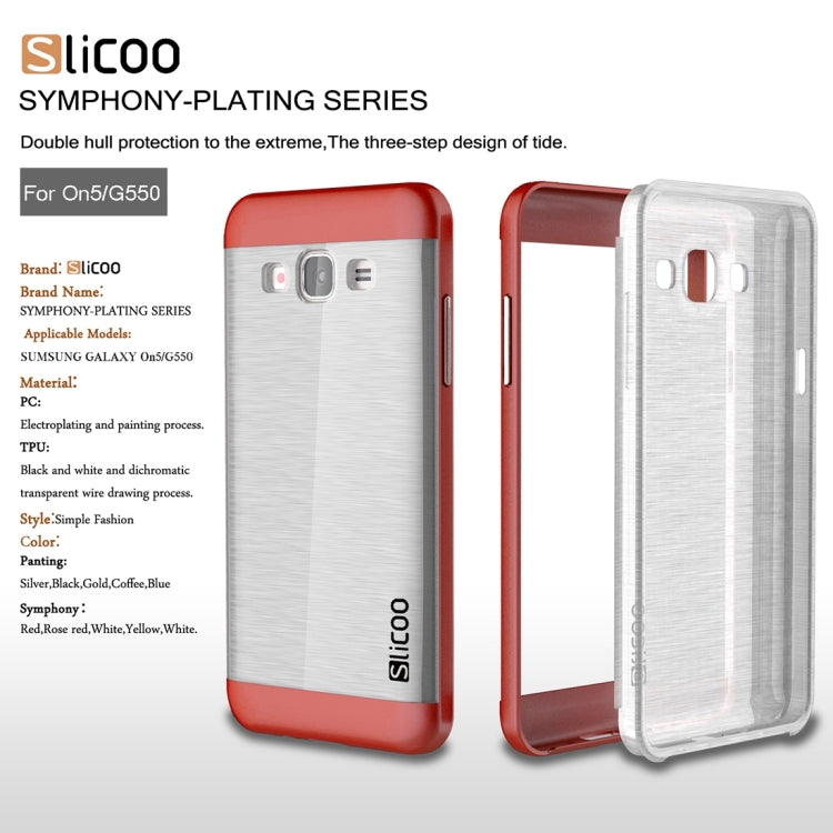 Slicoo for Galaxy On5 / G550 Brushed Texture Electroplating Transparenct TPU + PC Combination Case