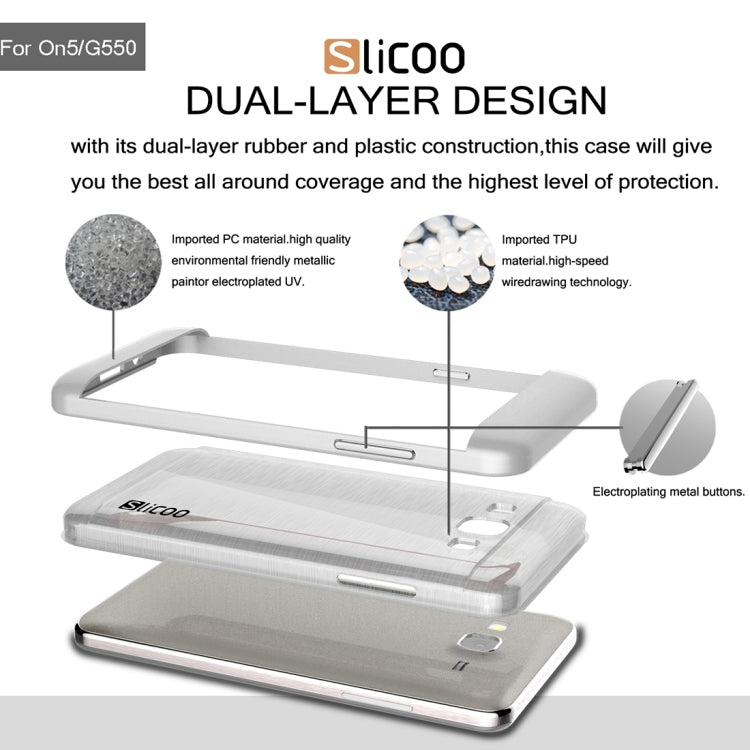 Slicoo for Galaxy On5 / G550 Brushed Texture Electroplating Transparenct TPU + PC Combination Case