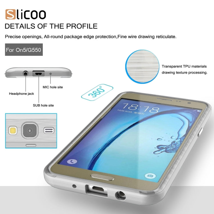 Slicoo for Galaxy On5 / G550 Brushed Texture Electroplating Transparenct TPU + PC Combination Case