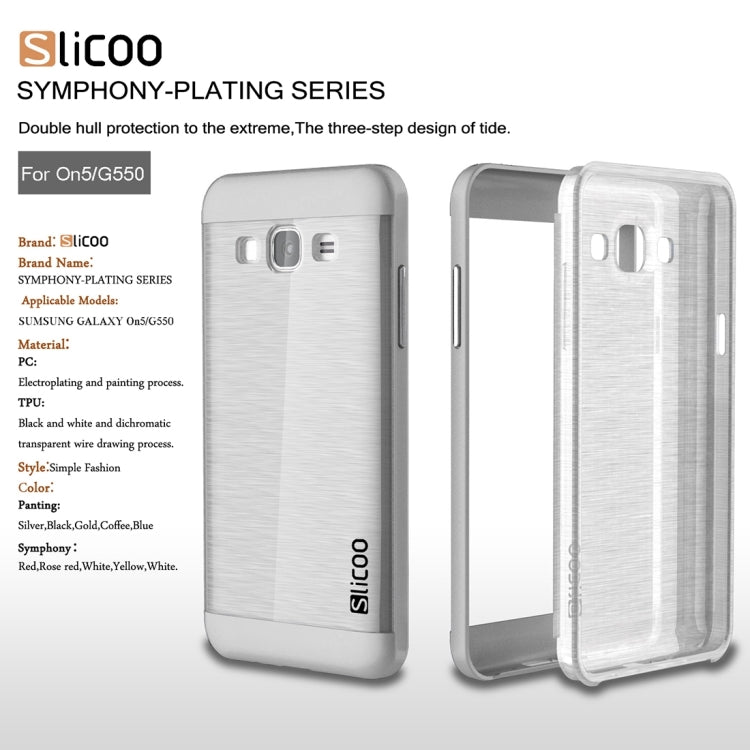 Slicoo for Galaxy On5 / G550 Brushed Texture Electroplating Transparenct TPU + PC Combination Case