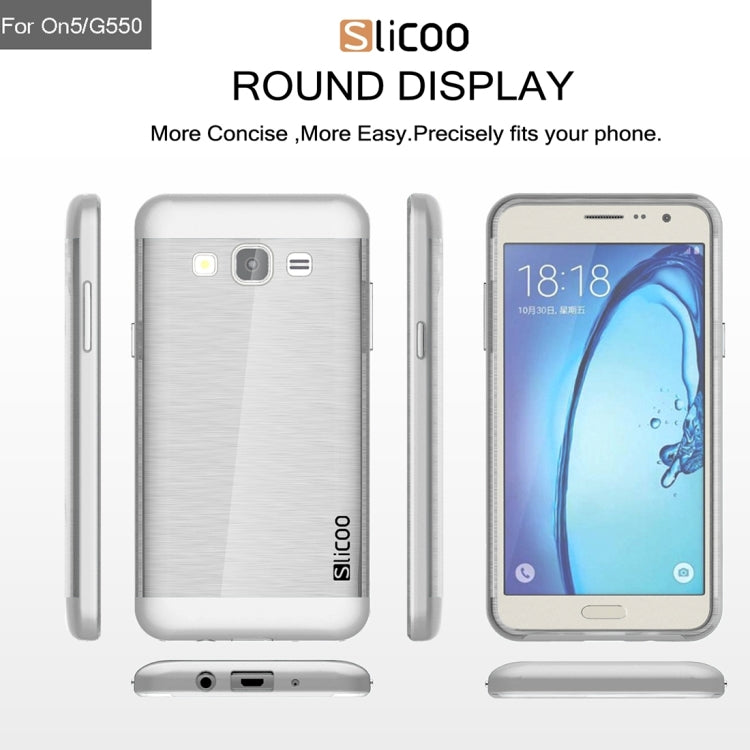 Slicoo for Galaxy On5 / G550 Brushed Texture Electroplating Transparenct TPU + PC Combination Case