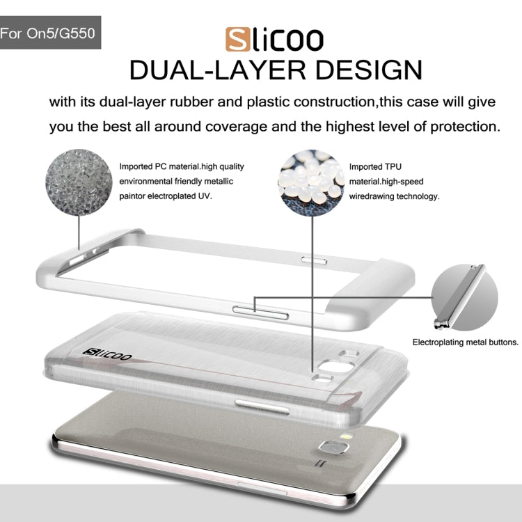 Slicoo for Galaxy On5 / G550 Brushed Texture Electroplating Transparenct TPU + PC Combination Case