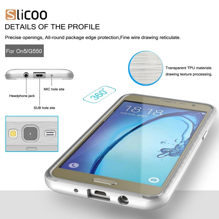 Slicoo for Galaxy On5 / G550 Brushed Texture Electroplating Transparenct TPU + PC Combination Case