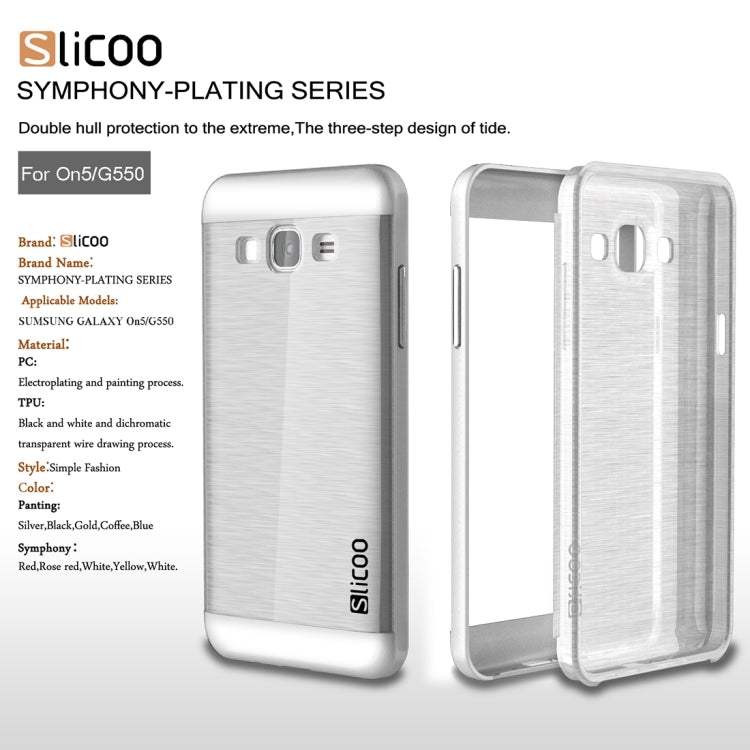 Slicoo for Galaxy On5 / G550 Brushed Texture Electroplating Transparenct TPU + PC Combination Case