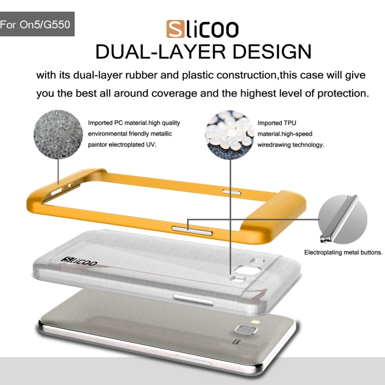 Slicoo for Galaxy On5 / G550 Brushed Texture Electroplating Transparenct TPU + PC Combination Case