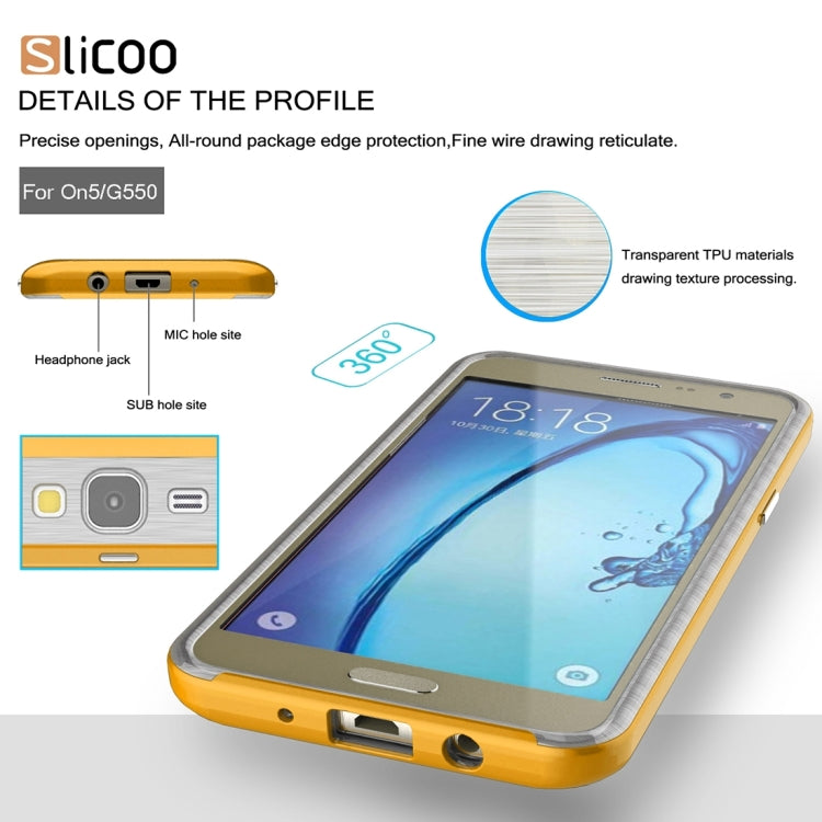 Slicoo for Galaxy On5 / G550 Brushed Texture Electroplating Transparenct TPU + PC Combination Case
