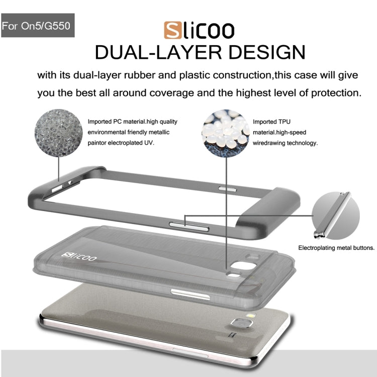 Slicoo for Galaxy On5 / G550  Brushed Texture Electroplating TPU + PC Combination Case