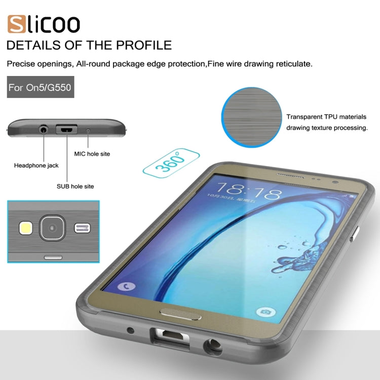 Slicoo for Galaxy On5 / G550  Brushed Texture Electroplating TPU + PC Combination Case