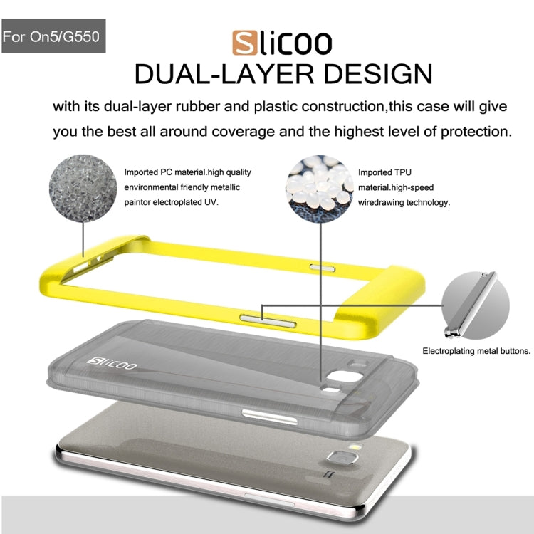 Slicoo for Galaxy On5 / G550  Brushed Texture Electroplating TPU + PC Combination Case