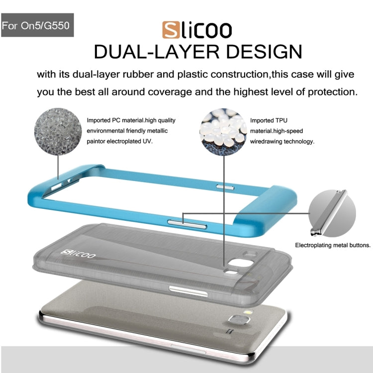 Slicoo for Galaxy On5 / G550  Brushed Texture Electroplating TPU + PC Combination Case