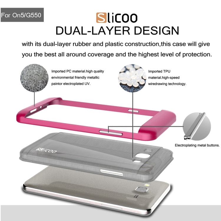Slicoo for Galaxy On5 / G550  Brushed Texture Electroplating TPU + PC Combination Case