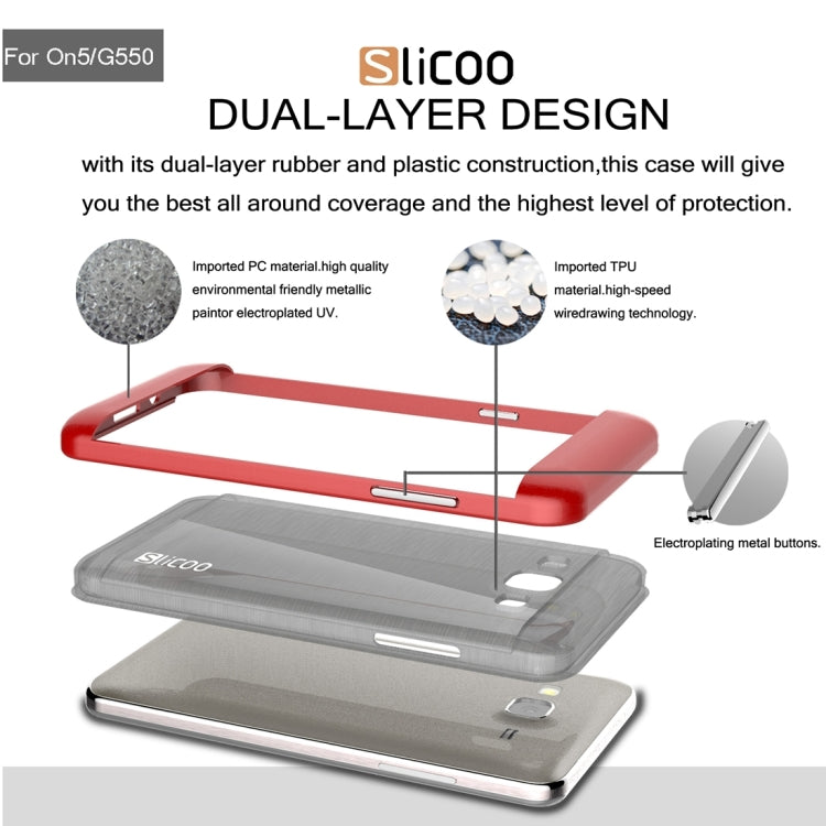 Slicoo for Galaxy On5 / G550  Brushed Texture Electroplating TPU + PC Combination Case