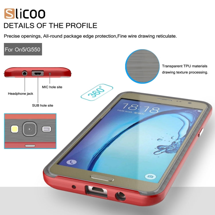 Slicoo for Galaxy On5 / G550  Brushed Texture Electroplating TPU + PC Combination Case