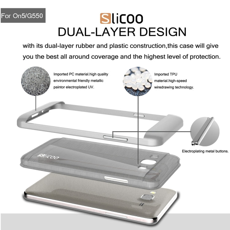 Slicoo for Galaxy On5 / G550  Brushed Texture Electroplating TPU + PC Combination Case
