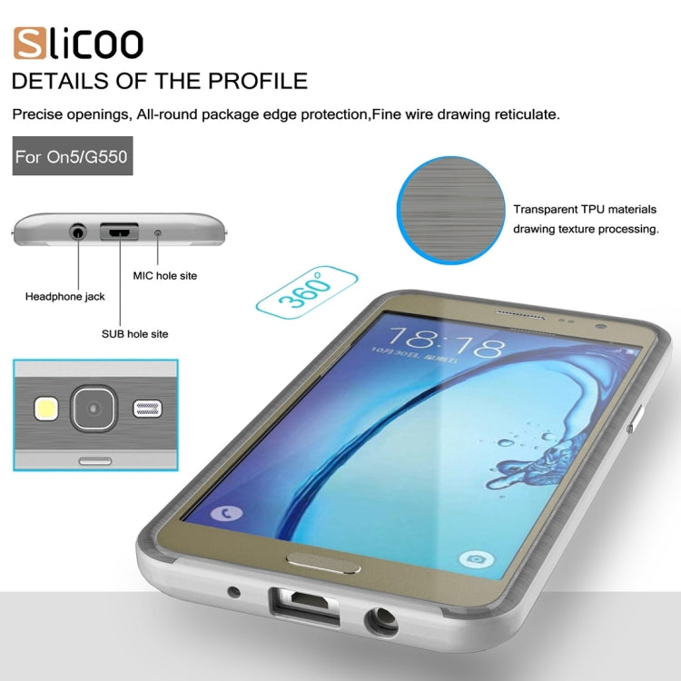 Slicoo for Galaxy On5 / G550  Brushed Texture Electroplating TPU + PC Combination Case