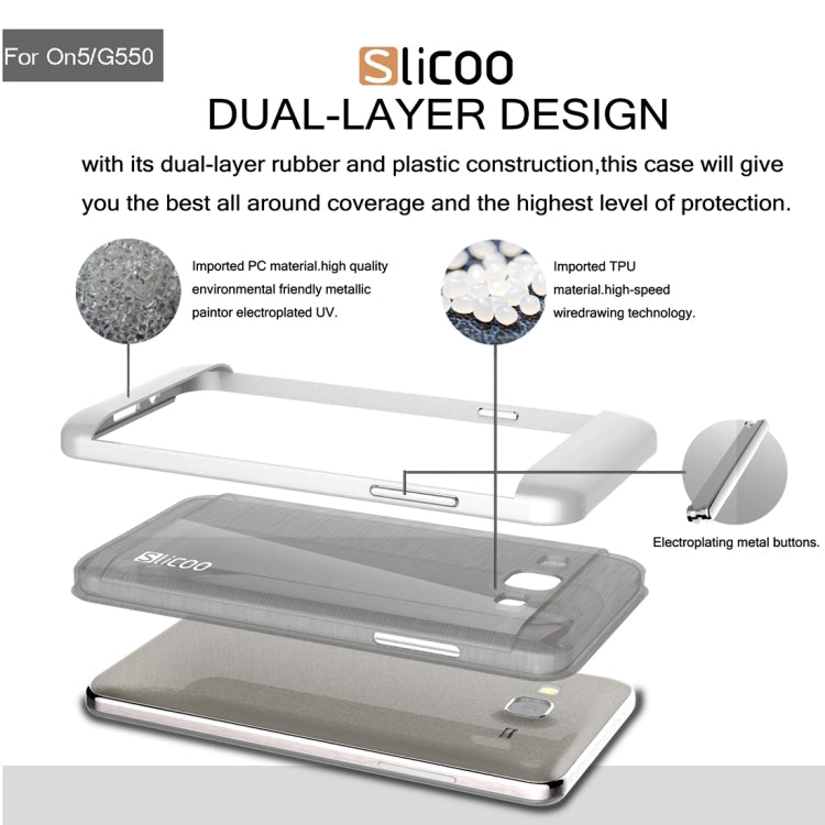 Slicoo for Galaxy On5 / G550  Brushed Texture Electroplating TPU + PC Combination Case