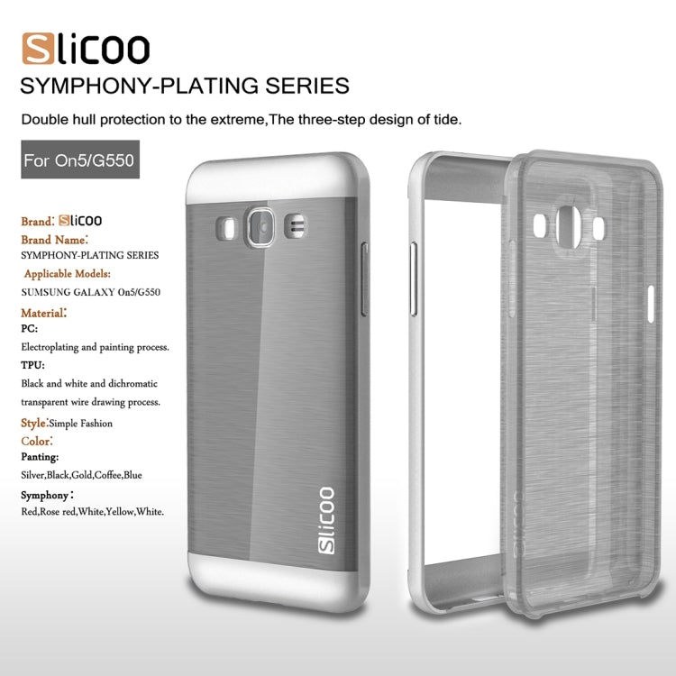Slicoo for Galaxy On5 / G550  Brushed Texture Electroplating TPU + PC Combination Case
