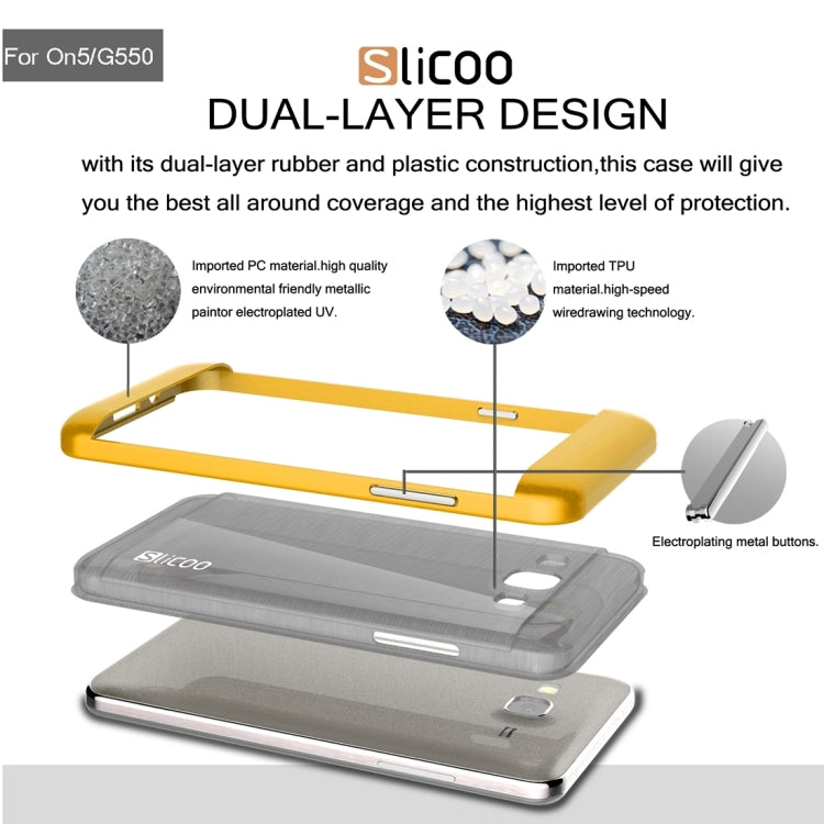 Slicoo for Galaxy On5 / G550  Brushed Texture Electroplating TPU + PC Combination Case