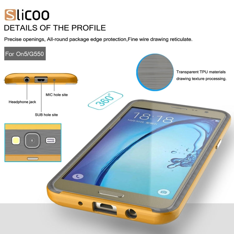 Slicoo for Galaxy On5 / G550  Brushed Texture Electroplating TPU + PC Combination Case