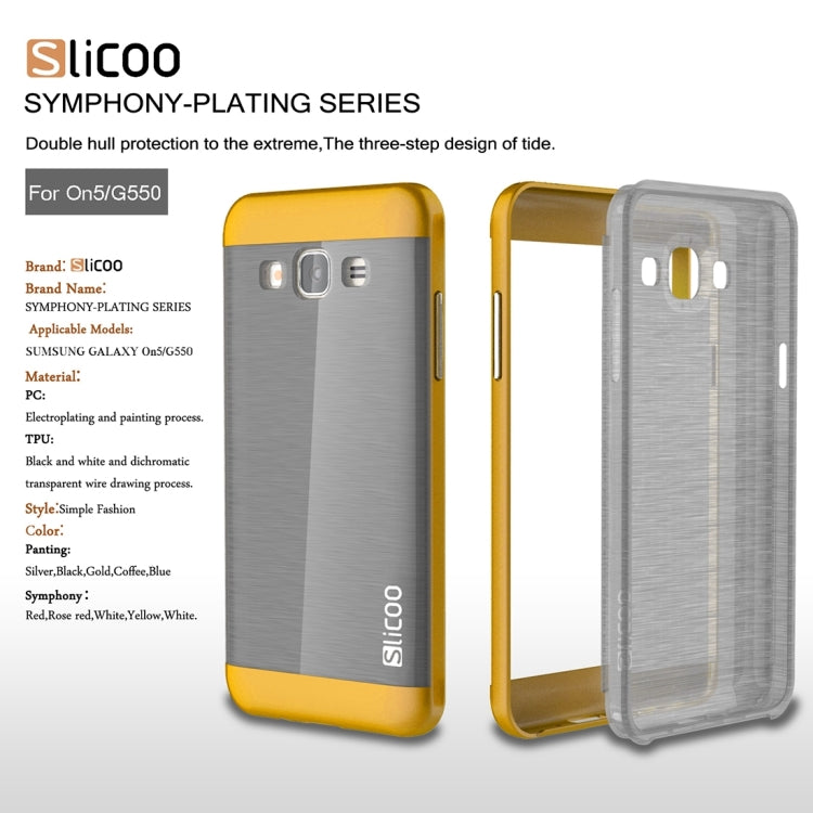 Slicoo for Galaxy On5 / G550  Brushed Texture Electroplating TPU + PC Combination Case