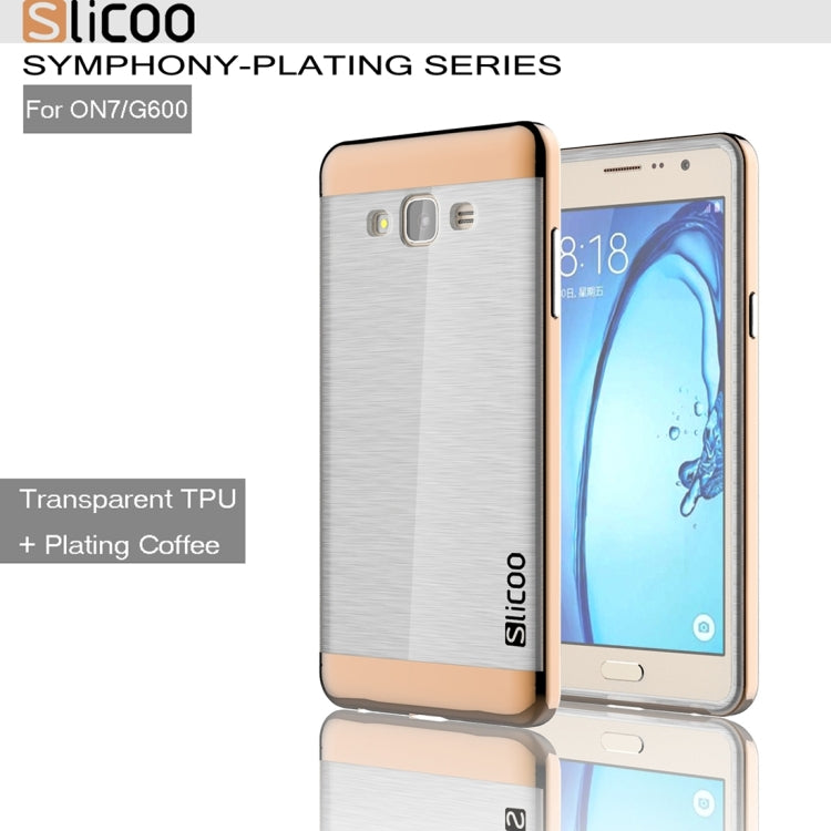 Slicoo for Galaxy On7 / G600 Brushed Texture Electroplating Transparenct TPU + PC Combination Case
