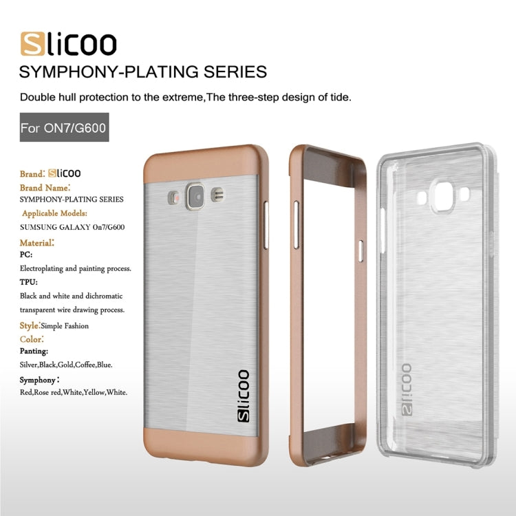 Slicoo for Galaxy On7 / G600 Brushed Texture Electroplating Transparenct TPU + PC Combination Case
