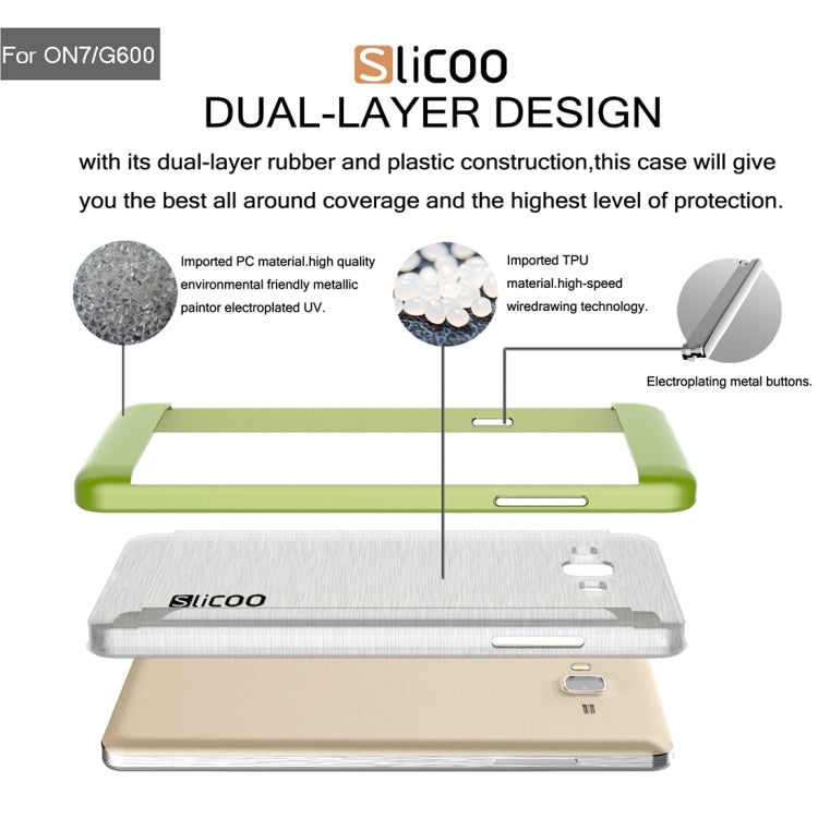 Slicoo for Galaxy On7 / G600 Brushed Texture Electroplating Transparenct TPU + PC Combination Case