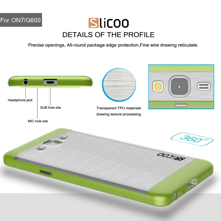 Slicoo for Galaxy On7 / G600 Brushed Texture Electroplating Transparenct TPU + PC Combination Case