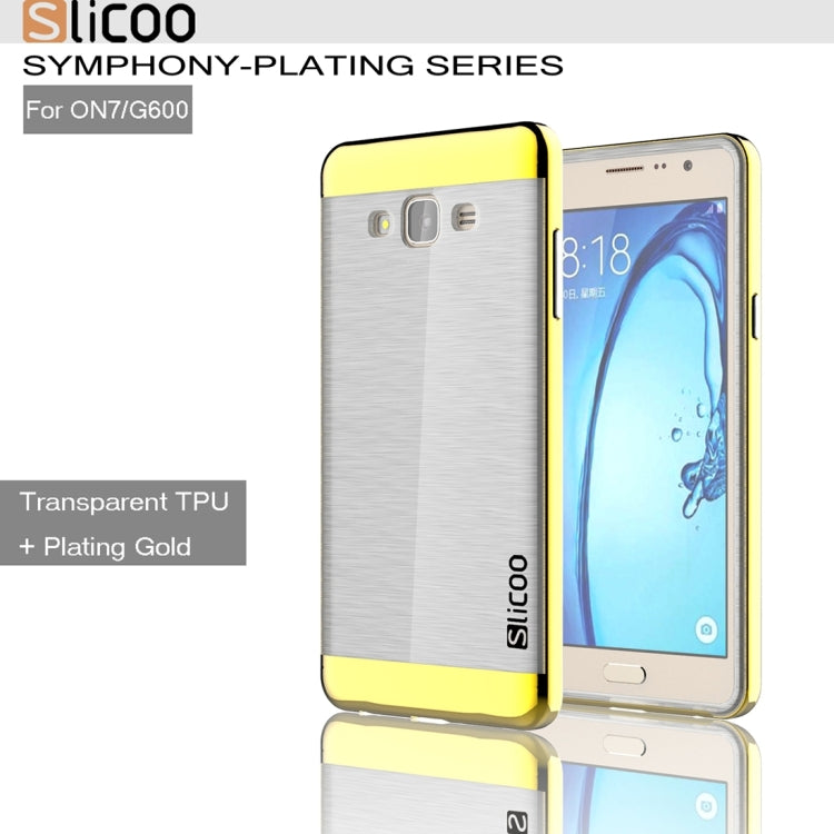 Slicoo for Galaxy On7 / G600 Brushed Texture Electroplating Transparenct TPU + PC Combination Case