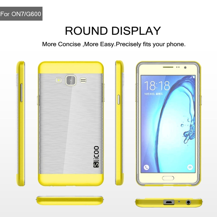 Slicoo for Galaxy On7 / G600 Brushed Texture Electroplating Transparenct TPU + PC Combination Case