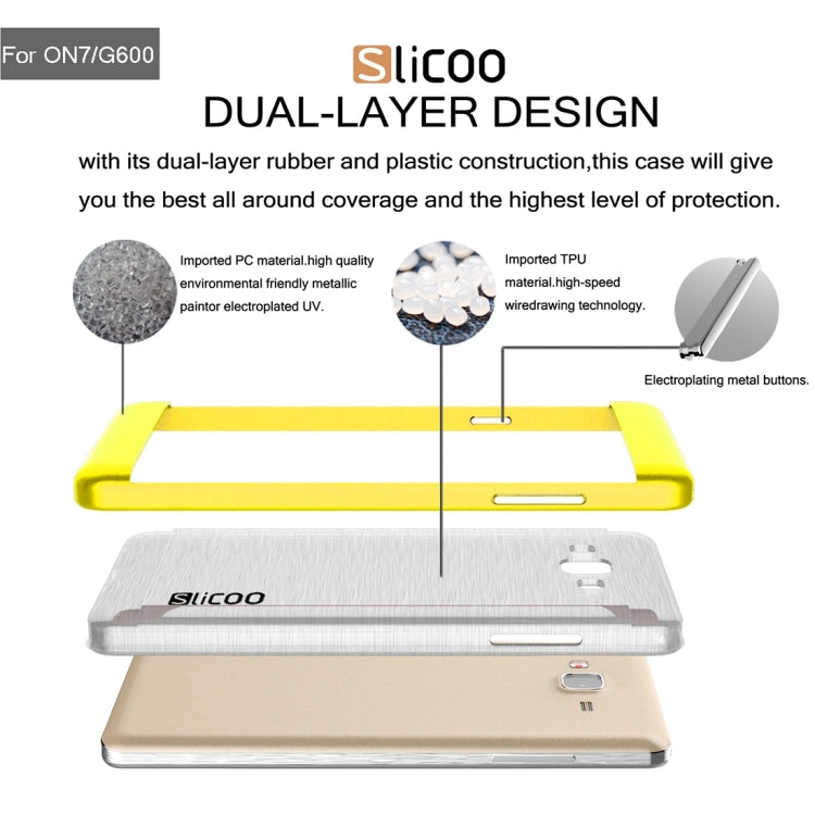 Slicoo for Galaxy On7 / G600 Brushed Texture Electroplating Transparenct TPU + PC Combination Case