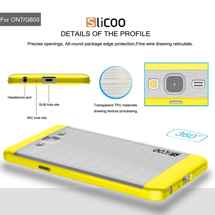 Slicoo for Galaxy On7 / G600 Brushed Texture Electroplating Transparenct TPU + PC Combination Case