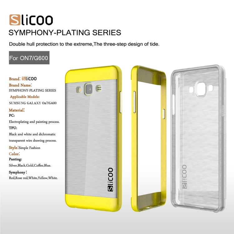 Slicoo for Galaxy On7 / G600 Brushed Texture Electroplating Transparenct TPU + PC Combination Case