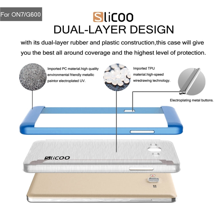 Slicoo for Galaxy On7 / G600 Brushed Texture Electroplating Transparenct TPU + PC Combination Case