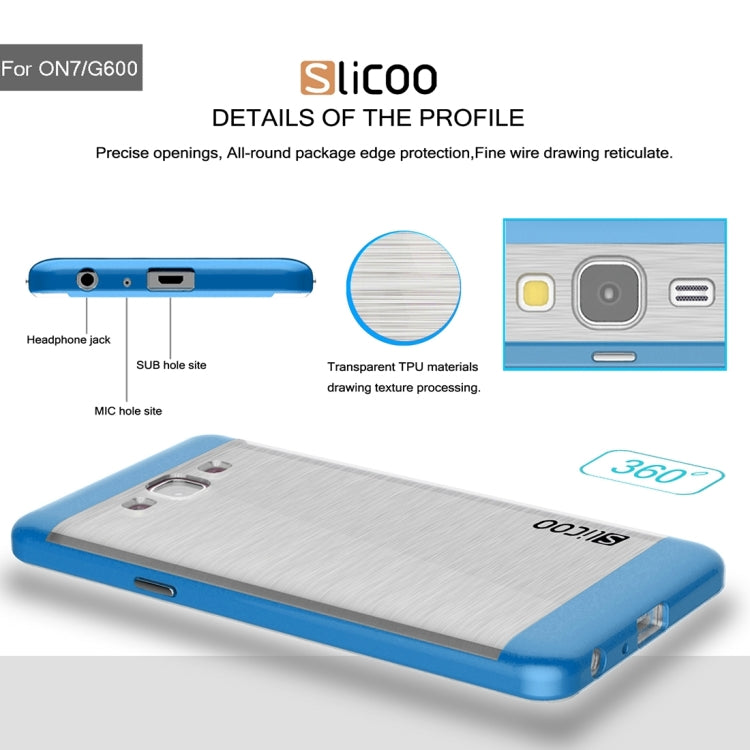 Slicoo for Galaxy On7 / G600 Brushed Texture Electroplating Transparenct TPU + PC Combination Case