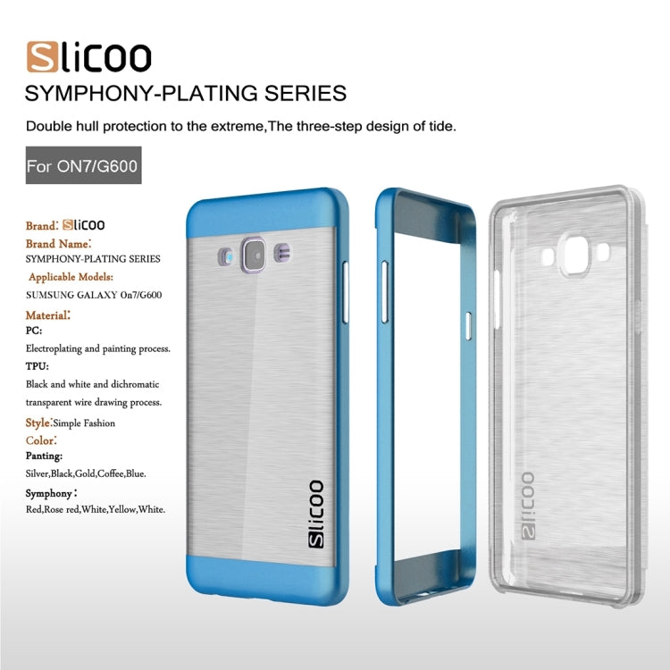 Slicoo for Galaxy On7 / G600 Brushed Texture Electroplating Transparenct TPU + PC Combination Case