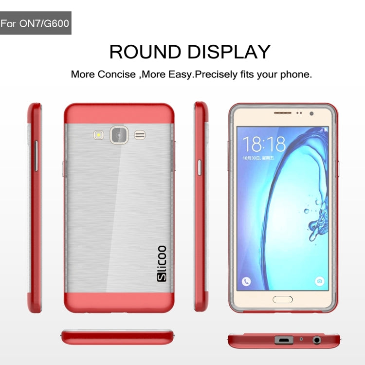 Slicoo for Galaxy On7 / G600 Brushed Texture Electroplating Transparenct TPU + PC Combination Case